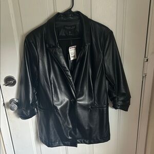 Rachel Zoe Black Faux Leather Blazer